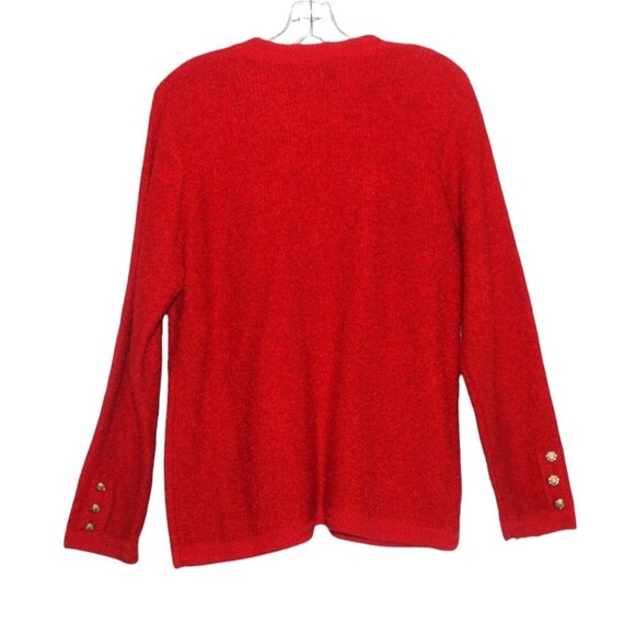 Vintage Rochelle Boucle Jacket Red w/ Gold Buttons Shoulder Pads Size M - Picture 5 of 8